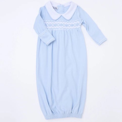Hudson Smocked Gown - Light Blue