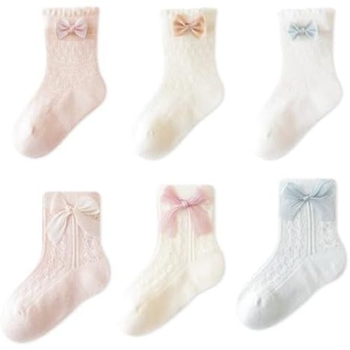 Baby Girls Socks with Bow 2nd-generation Newborn Cotton Cute Princess Socks for Toddler Infant