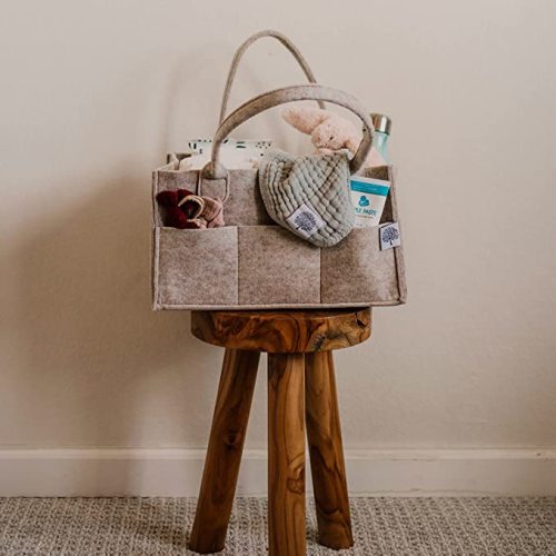 Parker Baby Diaper Caddy - Nursery Storage Bin and Car Organizer for Diapers and Baby Wipes - Oatmeal, Large