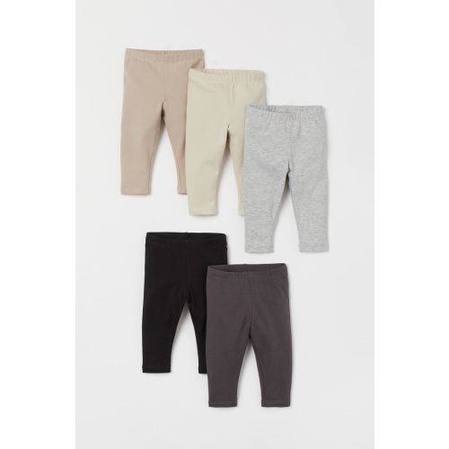 5-pack jersey leggings, Beige/Grey