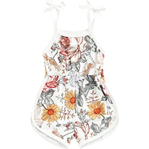 WZTYYDS Toddler Baby Girl Summer Clothes Floral Romper Tie-Up Strap Halter Jumpsuit Infant Summer Sling Playsuit 6M-3T