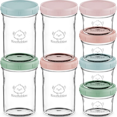 KeaBabies 8-Pack Prep Jars Food Glass Containers, Musk Dusk