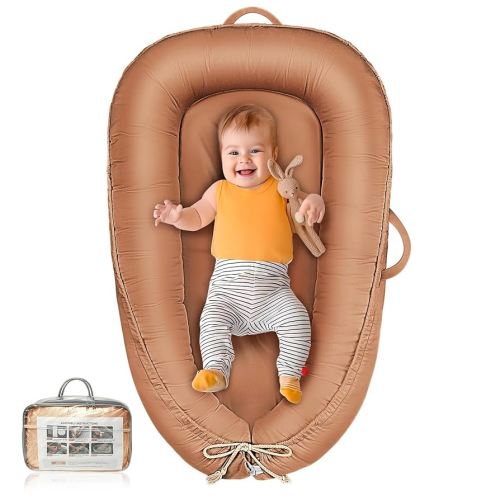Baby Lounger - Infant Lounger for Newborn 0-24 Months, Waterproof Inner Cover and Pure Cotton Breathable Baby Nest Cover, Newborn Lounger for Baby Boys&Girls, Portable Baby Bed for Home and Travel