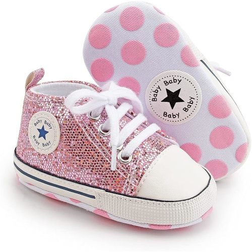 Unisex Baby Girls Boys Canvas High-top Shoes, Newborn Infant Anti-Slip Soft Sole Frist Walking Breathable Sneakers