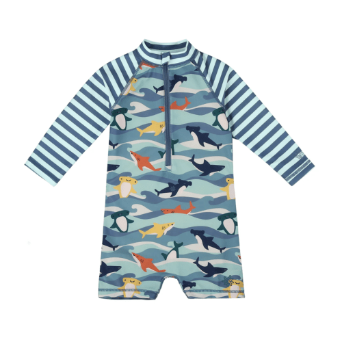 Baby Boy's Long Sleeve Swim Romper