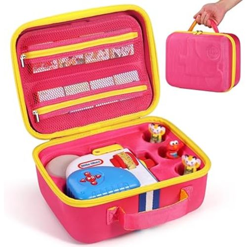 Storage Carrying Case Compatible with Little Tikes Story Dream Machine Books Starter Set and Character (Pink, Small Size)