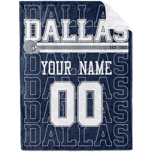 KREDE Dallas Throw Blanket for Baby Boy Girl Custom Name and Number Gifts