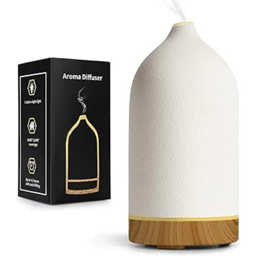 BOXING Ceramic Diffuser,Stone Essential Oil Diffuser, Ultrasonic Aromatherapy Diffusers,Essential Oils for defusers for Home/Bedroom (100ML). - White