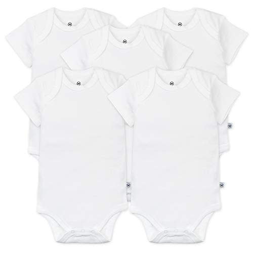 HonestBaby 5-pack Short Sleeve Bodysuits One-piece 100% Organic Cotton for Infant Baby Boys