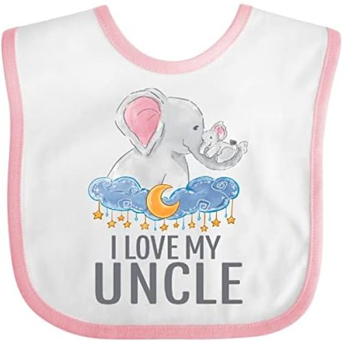 inktastic I Love My Uncle Cute Elephants in Night Sky Baby Bib