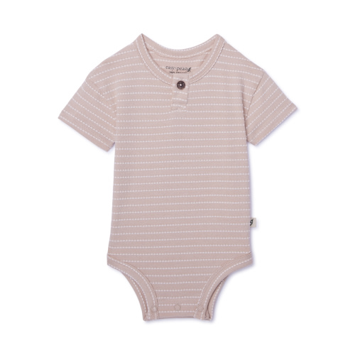 easy-peasy Baby Short Sleeve Henley Stripe Bodysuit, Sizes 0-24 Months