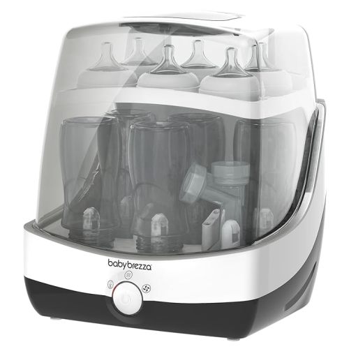 Baby Brezza 10 Minute Baby Bottle Sterilizer + Dryer - Superfast Electric Steam Sterilization – Universal Sterilizing for All Bottles: Plastic + Glass + Pacifiers + Breast Pump Parts