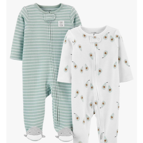 Simple Joys by Carter's unisex-baby 2-way Zip Thermal Footed Sleep and Play, Pack of 2