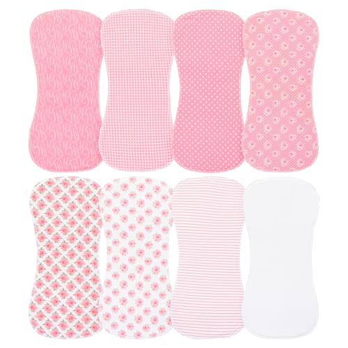 lazyrhino 8 Pack Baby Burp Cloths, Unisex for Boys and Girls, Super Absorbent and Soft Towel,Solid Color (Pink-mg)