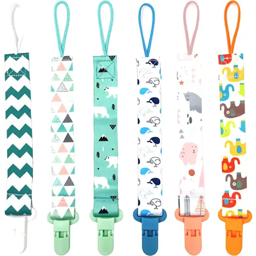 OnlyBP® Set 6 Baby Pacifier Holder Clip - Pacifier Clip for Boys and Girls Fits for Most Pacifiers - Protects Your Baby - Binkie Styles & Baby Teethers & Toys and Gift