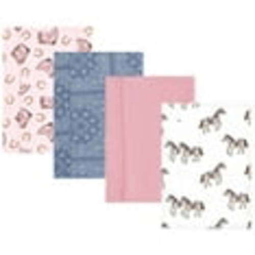 Hudson Baby Girls Cotton Flannel Burp Cloths 4-Pack, Cowgirl, One Size