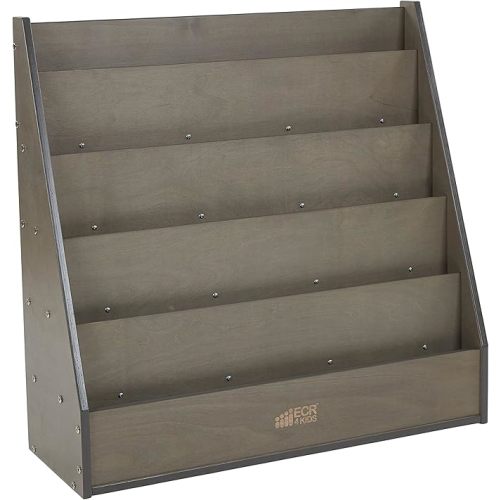 ECR4Kids Streamline Single-Sided Book Display with Storage, Classroom Bookshelf, Grey Wash
