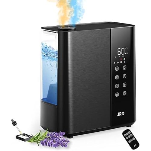 JRD Smart Humidifiers for Bedroom, 5L Warm & Cool Mist Ultrasonic Air Humidifier for Large Room Home Indoor, 50Hrs Quiet Runtime for Baby, Plants, Remote Control, Auto Humidity Sensor, 12H Timer