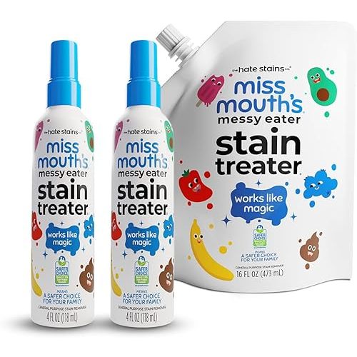 Miss Mouth's Messy Eater Stain Treater - 2 Pack Stain Remover Spray and 16oz Refill Pouch