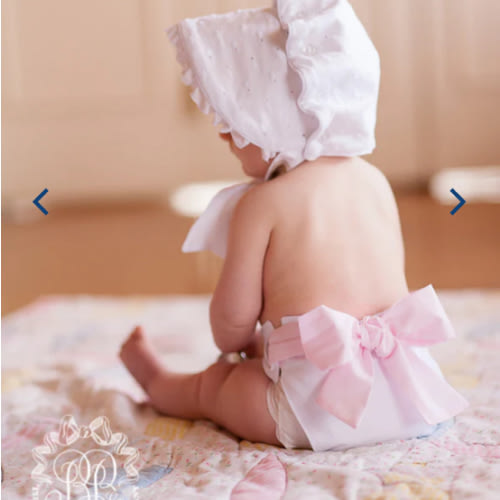 Baby Bow Bottom Bloomer - Worth Avenue White with Palm Beach Pink