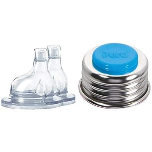 Pura Stainless Lid Bundle - Plastic Free, Nontoxic Certified, BPA Free, Reusable Eco-Friendly & Compatible w/All Pura Bottles - Includes Universal Lid & 2 Pack of XL Sipper Spout