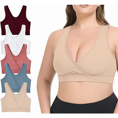 Women Maternity Pregnancy Nursing Bras for Breastfeeding - 5Pack(S-4XL) - Racerback Comfrotable Bralette
