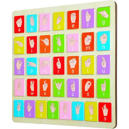 American Sign Language Alphabet Puzzle 36 ASL Wooden Alphabet Letter Puzzles ABC Uppercase Lowercase Number Puzzle Educational Learning Toys Letter Game Tiles