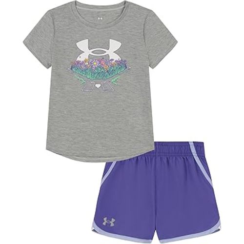 Under Armour baby-girls Short Sleeve Shirt and Shorts Set, Durable Stretch and Lightweight