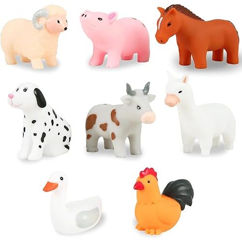 XY-WQ Bath Toys No Hole, for Infants 6-12& Toddlers 1-3, No Hole Bathtub Toys (Animal Ⅱ, 8 Pcs with Mesh Bag)