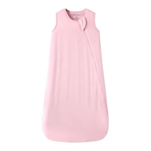 Mosebears Unisex Baby Sleep Sack 1.0 TOG, Supersoft Rayon Made from Bamboo Wearable Blanket with 2-Way Zipper (Blush,6-18 Months)