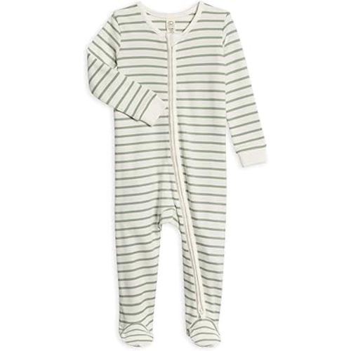 Colored Organics Baby Zip-Up Footed Sleeper with 2-Way Zipper - Newborn Organic Cotton Pajamas