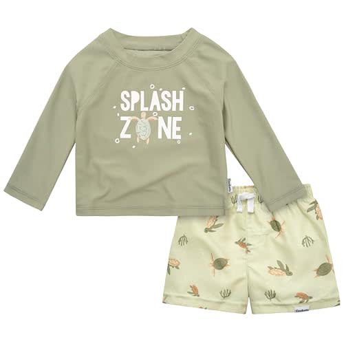 Gerber Baby Boys' Toddler Long Sleeved Rashguard Swim Bathing Suit Set