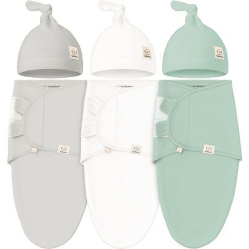 3-Pack Organic Baby Swaddle Sleep Sacks with Knot Hats, Newborn Baby Swaddles Wrap 0-3 Months, Ergonomic Wearable Blanket