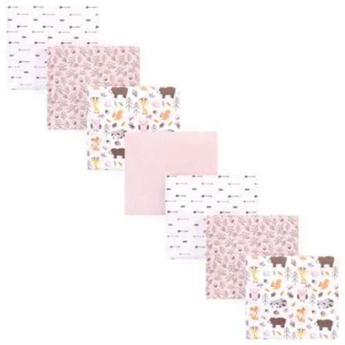 Hudson Baby Infant Girl Cotton Flannel Receiving Blankets Bundle, Girl Pinecone, One Size