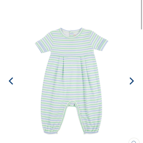 6-12 month Short Sleeve Bradford Romper - Kennedy Cruise Stripe with Beale Street Blue