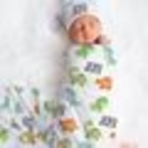 Personalized Dinosaur Baby Name Custom Swaddle Gift Idea For Baby Boy, Newborn Baby Dinosaur Swaddle Blanket Photo Prop, Dino Gift For Baby