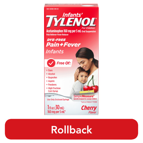 Infants' Tylenol Acetaminophen Medicine, Dye-Free Cherry, 1 fl. oz