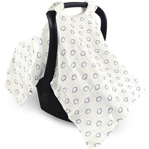 Hudson Baby Unisex Baby Muslin Cotton Car Seat and Stroller Canopy, Football, One Size