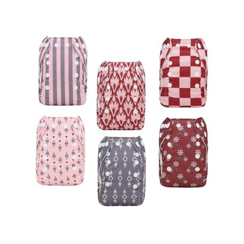 ALVABABY Baby Pocket Newborn for Less Than 12pounds Baby Snaps Cloth Diapers Nappy 6pcs with 12 Inserts 6SVB128