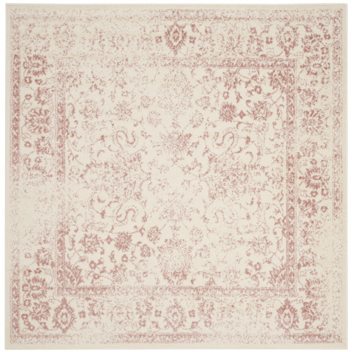 SAFAVIEH Adirondack Wyatt Distressed Area Rug, Ivory/Rose, 6' x 6' Square