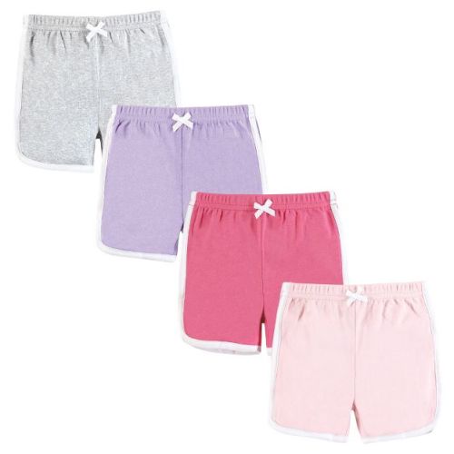 Hudson Baby Girl Shorts Bottoms 4-pack, Pink Lilac, 0-3 Months