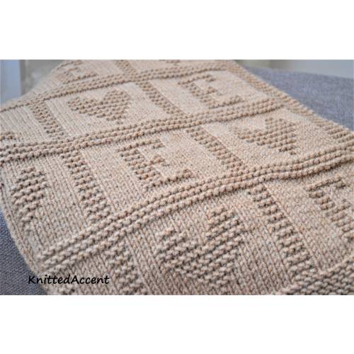 Baby Blanket PATTERN only in ENGLISH, Letter E, written instructions with diagram.
