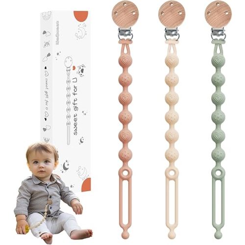 2Pack Pacifier Clips | Silicone Dummy Clips | One piece design Soother Clips | Great Baby Gifts for Newborn