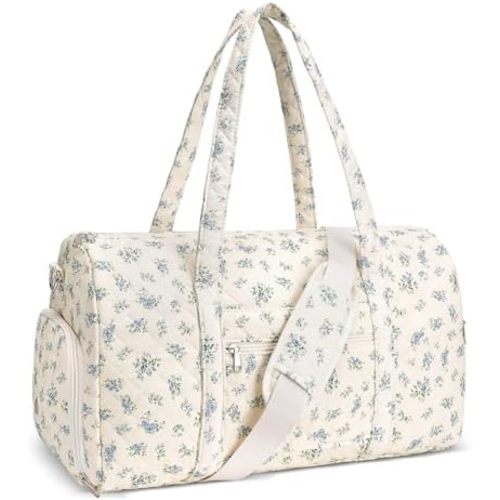 Gym Bag for Women, Cute Duffle Bag, Quilted Duffle Bag for Travel, Floral Duffle Bags, Weekend Bag with Zipper Pocket Dance Bag Organizer