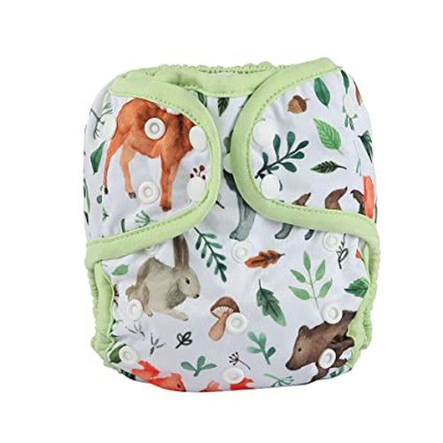 One Size Cloth Diaper Cover Snap With Double Gusset (Woodland)