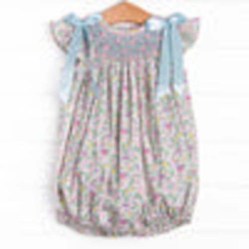 Blooming Bows Smocked Bubble, Blue – Stitchy Fish