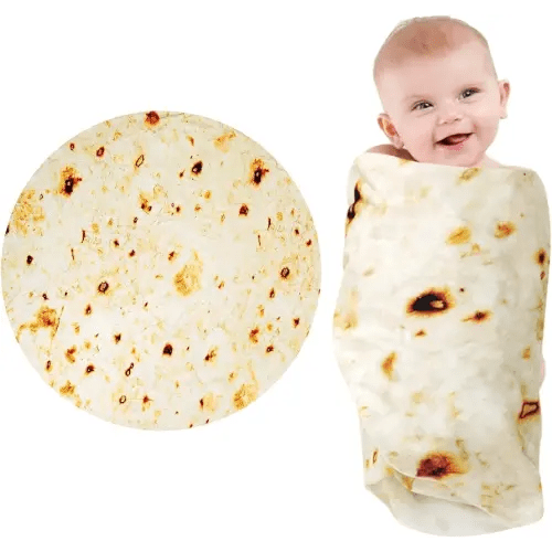 Tortilla Blanket, Baby Burritos Swaddle Blanket, Taco Blanket for Newborn Toddler, 285 GSM Soft Flannel Wearable Wrap Funny Gifts for Baby Shower Boy Girl 0-3 6 9 Months