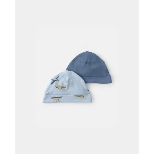 Baby Boy 2-Pack Plane PurelySoft Caps - Blue | Carter's