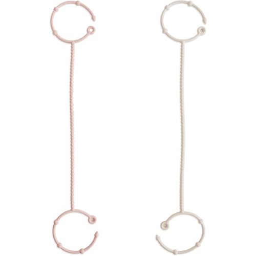 mushie Adjustable Silicone Toy Straps 2-Pack | Baby Accessories Holder for Travel, Stroller, High Chair (Blush/Shifting Sand)