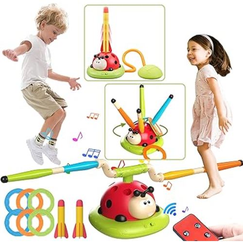 Engfa 3 In 1 Musical Jump, Toss Ring Game Toys, Stomping Launch Rocket Launcher for Kids Toys for Girls Boys 3-5, Sports & Outdoors Toys for Ages 5-7 with Remote Control Outside Toys for Kids Ages 4-8